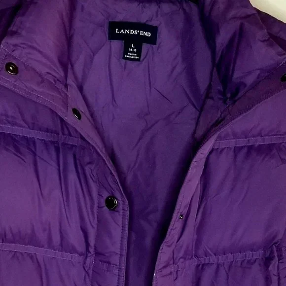 Lands’ End Women’s Goose Down Puffer Vest Purple Sz LARGE 14-16 - Picture 1 of 13